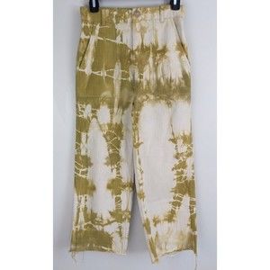 Free People Buckle Back Tie Dye Jeans Mustard Gold Yellow Painters Pants